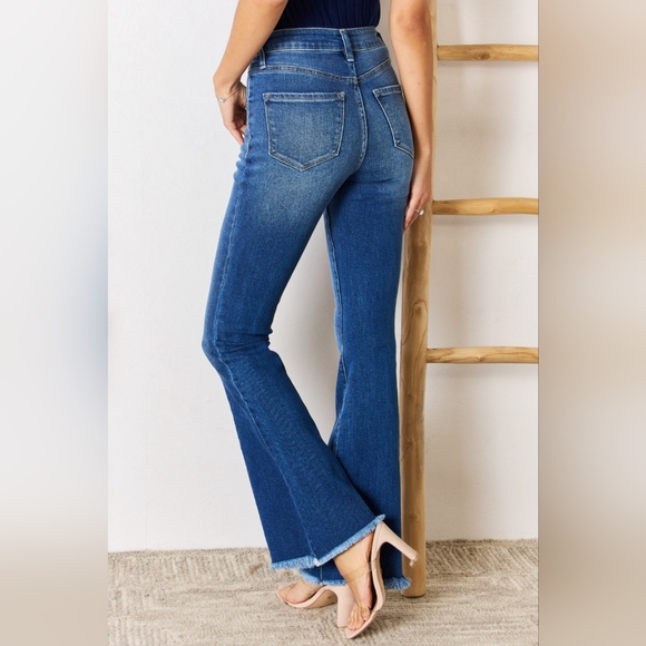 Kancan High Rise Raw Hem Flare Jeans - Picture 6 of 10